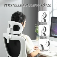 Vinsetto Bürostuhl, höhenverstellbar, verstellbare Kopfstütze, bis 120 kg, 60x59x114-122 cm, Schwarz(m-7)