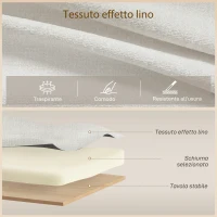 HOMCOM Divano Letto Angolare Effetto Lino con Vano Portaoggetti a Scomparsa, 192x148x86 cm, Bianco Crema(m-7)