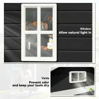 Outsunny 6'x4.5' Garden Storage Shed, Lockable Garden Shed with Double Doors, Window, Vent and Plastic Roof, Black(m-6)