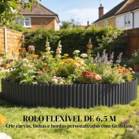 Outsunny Cerca de Jardim Metálica 650x20 cm em Aço Galvanizado Resistente para Horta Pátio Terraço Relvado Cinza Escuro(m-6)