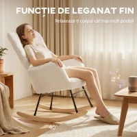 HOMCOM Fotoliu Balansoar Tapițat din Lemn și Oțel pentru Living și Dormitor, 71x98x101 cm, Bej(m-4)