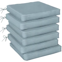 Outsunny Set of 6 Chair Cushion Seat Pads Dining Chair w/ Straps, Indoor Outdoor Removable Tie On Garden Patio, Light Grey(m-9)