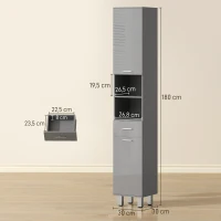 kleankin Armario de baño, cómoda de baño, con estantes y cajón, ajustable, Gris(m-3)