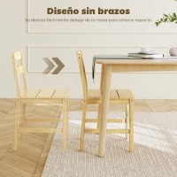 HOMCOM Juego de 2 Sillas de Comedor de Bambú con Asiento con Listones Respaldo Curvado Sin Brazos Natural(m-6)