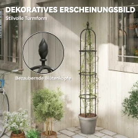 Outsunny Garten Rankhilfe 2er Set 174 cm Obelisk Rankhilfe aus Stahl Abnehmbar Pflanzenstütze für Kletterpflanzen Rose(m-5)