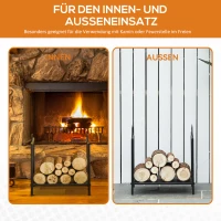 Outsunny Kaminholzregal für innen 44,5 x 33 x 46,5cm Brennholzregal mit Griffe für Feuerholz, Brennholz Metall Schwarz(m-6)