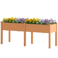 Outsunny Pat de grădină urban ridicat din lemn 184x59x76,5 cm cu 6 orificii de drenaj pentru cultivare plante flori Maro(m-6)