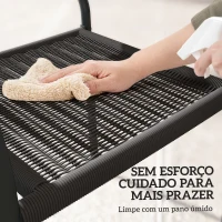 Outsunny Conjunto de 4 Cadeiras de Jardim Exterior Empilháveis com Apoios de Braços Encosto e Estrutura de Aço 55x60x83 cm Preto(m-8)
