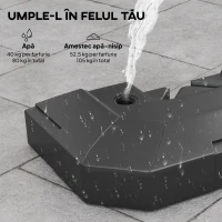 Outsunny Set 2 Greutăți pentru Bază Umbrelă cu Braț Lateral din HDPE, Reumplibile până la 105 kg, 101x101x12 cm, Negru(m-5)