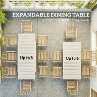 Outsunny Uitschuifbare Tuintafel 150/225 x 85 cm Aluminium Eettafel voor 6-8 Personen, Rechthoekig Lamellenontwerp(m-4)