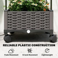 Outsunny Donica z kratownicą mobilna z kółkami, odpływ wody, 40 x 40 x 185 cm(m-7)