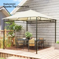 Outsunny Ersatzdach für Pavillon 3x3m wasserabweisend Pavillondach mit 8 Wasserabflusslöcher Cremeweiß(m-9)