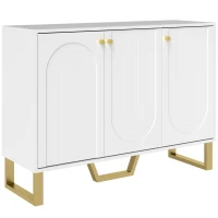 HOMCOM Buffet soggiorno con ante e ripiano regolabile, 106,5x35x77,5 cm, Bianco(m-1)