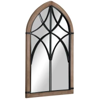 HOMCOM Specchio da Parete ad Arco con Dettagli Moderni e Ganci, in Legno e Vetro, 60x93 cm, Marrone e Nero(m-10)
