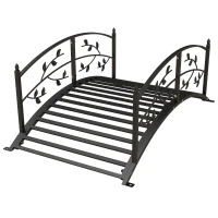 Outsunny Ponte da giardino con ringhiera decorativa, 119x67x47 cm, Nero(m-6)