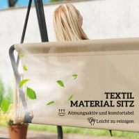 Outsunny Hollywoodschaukel, 3-Sitzer Gartenschaukel mit verstellbar Sonnendach abnehmbar atmungsaktiv Sitzauflage(m-7)