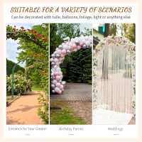 Outsunny 210cm Decorative Metal Garden Trellis Arch with Durable Steel Tubing & Elegant Scrollwork, Great for Weddings, Dark Gre(m-4)