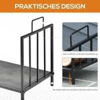 Outsunny Kaminholzregal für innen 44,5 x 33 x 46,5cm Brennholzregal mit Griffe für Feuerholz, Brennholz Metall Schwarz(m-5)