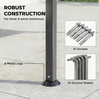 Outsunny Pawilon 3,2x3,2 m Stabilny Zimowy Pawilon Ogrodowy z rozszerzanym dachem, dwuwarstwowym dachem, ciemnoszary(m-7)