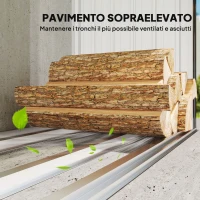 Outsunny Capanno Portalegna in Acciaio da Esterno, Base Rialzata e Tetto Inclinato, 213x66.5x150 cm, Grigio Scuro(m-5)