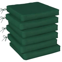 Outsunny Set of 6 Chair Cushion Seat Pads Dining Chair w/ Straps, Indoor Outdoor Removable Tie On Garden Patio, Green(m-10)