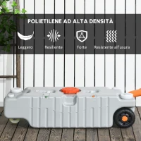 Outsunny Serbatoio d'Acqua Portatile da 75 Litri con Indicatore di Livello, 3 Ruote e Maniglia per Campeggio, Grigio(m-8)