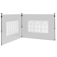 Outsunny 2er-Set Seitenteile für Pavillon 3x3/3x4 m, Seitenwand mit Fenster, wasserdicht Weiß(m-10)