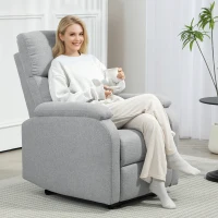 HOMCOM Poltrona relax reclinabile con schienale regolabile, poggiapiedi e poltrona imbottita per soggiorno, Grigio(m-2)