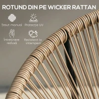 Outsunny Set de 2 Scaune Acapulco din Ratan, Structură din Oțel, pentru Balcon și Verandă(m-5)