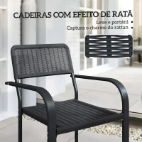 Outsunny Conjunto de 4 Cadeiras de Jardim Exterior Empilháveis com Apoios de Braços Encosto e Estrutura de Aço 55x60x83 cm Preto(m-4)