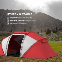 Outsunny 4-6 Man UV Protection Camping Tent - Grey and Red(m-5)
