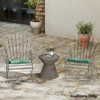 Outsunny Set of 6 Chair Cushion Seat Pads Dining Chair w/ Straps, Indoor Outdoor Removable Tie On Garden Patio, Green(m-2)