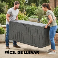 Outsunny Coffre extérieur capacité 440 L en résine résistant à l'eau et aux UV avec couvercle verrouillable vérins à gaz Café(m-4)