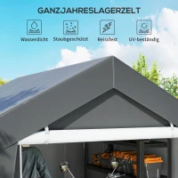 Outsunny Carport Zeltgarage 3x3 m Wasserdicht Garagenzelt mit Rolltür Belüftungsfenster Verlängerte Kanten Dunkelgrau(m-4)