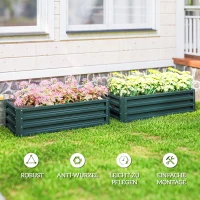 Outsunny Hochbeet Metall 2er-Set, Offener Boden, Für Garten Balkon, 110x50x30cm, Grün(m-7)