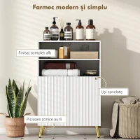 HOMCOM Dulap de Baie cu 2 Rafturi Deschise și Dulap, Dulap Compact cu Uși Amortizate, Raft Reglabil, pentru Bucătărie Living, 60x31.8x93 cm, Alb(m-4)