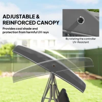 Outsunny 3 Seater Garden Swing Chair, Patio Rocking Bench with Tilting Canopy, Removable Cushion and Steel Frame, Dark Grey(m-4)