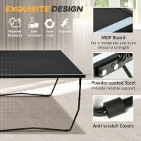 Stół do tenisa stołowego składany z siatką i kółkami, czarny(m-6)