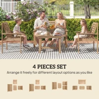 Outsunny 4 Piece Wooden Garden Furniture Set, Outdoor Garden Sofa Set with 2 Armchairs, Loveseat and Coffee Table, Natural Wood(m-4)