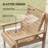 Outsunny 4 Piece Wooden Garden Furniture Set, Outdoor Garden Sofa Set with 2 Armchairs, Loveseat and Coffee Table, Natural Wood(m-7)