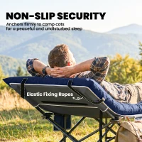 Outsunny Sleeping Mat, Foldable Camping Mattress Pad with Four Corner Elastic Straps, Dark Blue(m-5)