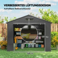 Outsunny Zeltgarage 2,5x1,8 m Wasserdicht Garagenzelt mit aufrollbarer Reißverschlusstür Belüftungsfenster Dunkelgrau(m-6)