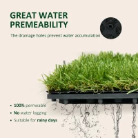 Outsunny 10-Piece Artificial Grass Set, Weatherproof Turf Tiles, 25mm Pile Height, Outdoor Carpet for Garden, Balcony & Patio, 30 x 30cm, Dark Green(m-5)