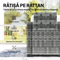 Outsunny Set Mobilier de Grădină din Ratan, 6 Piese, Fotoliu Colțar, Canapele fără Brațe, Suporturi pentru Picioare și Măsuță, Gri Amestecat(m-5)