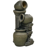 Outsunny Fontana da giardino con pompa regolabile, 25x24x60 cm, Grigio(m-7)