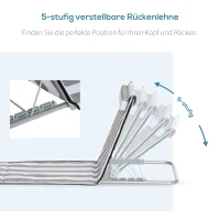 Outsunny Sonnenliege klappbar Gartenliege mit Kopfkissen Liegestuhl mit 5-Fach verstellbare Rückenlehne Tragetasche Hellgrau(m-6)