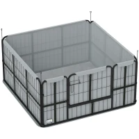 PawHut Steel Dog Whelping Box with Washable Whelping Pad, Wind-Resistant Cloth, for Small, Medium Dogs, 122 x 122 x 60cm(m-1)