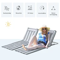 Outsunny Sonnenliege klappbar Gartenliege mit Kopfkissen Liegestuhl mit 5-Fach verstellbare Rückenlehne Tragetasche Hellgrau(m-4)