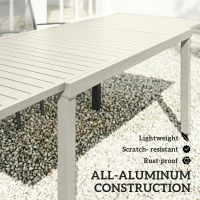 Outsunny Uitschuifbare Tuintafel 150/225 x 85 cm Aluminium Eettafel voor 6-8 Personen, Rechthoekig Lamellenontwerp(m-5)