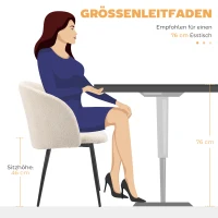 HOMCOM 2er-Set Esszimmerstühle, Polsterstühle mit Stoffbezug, Küchenstühle mit Stahlbeinen, gewölbte Rückenlehne, Cremeweiß(m-7)